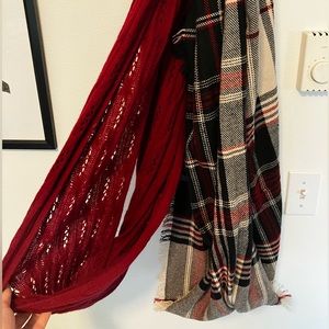 Infinity scarf bundle! Red cashmere and plaid
